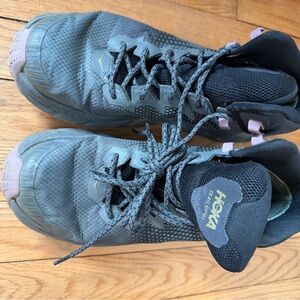 Hoka Gray and lilac hiking boots